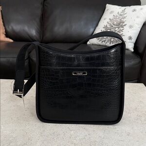 Nine West Black Croc-Embossed Shoulder Bag